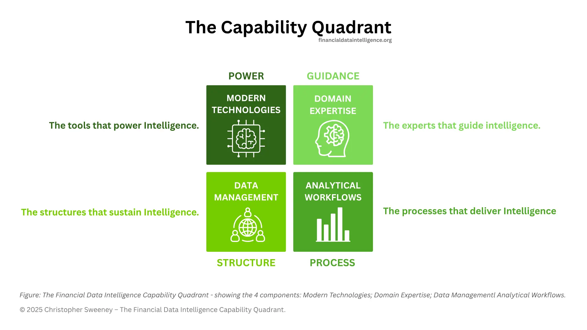 The Capability Quadrant showing the four components: Modern Technologies; Domain Expertise; Data Management; Analytical Workflows.